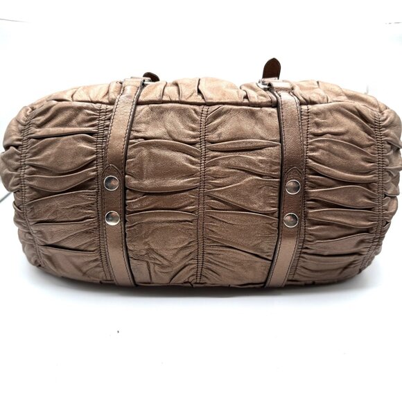 Timmy Woods Metallic Ruched Satchel Shoulder Bag Bronze Gold Convertible Rare - Picture 5 of 10